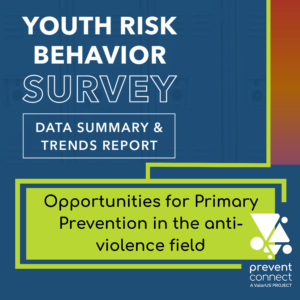 Encuesta de conductas de riesgo en jóvenes. Informe de datos, resumen y tendencias. Oportunidades para la prevención primaria en el campo de la lucha contra la violencia sexual. Impedir el logotipo de Connect.