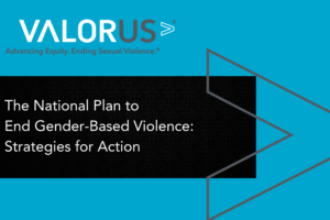 Logotipo y eslogan de Valor US. El Plan Nacional para Terminar con la Violencia de Género: Estrategias para la Acción.