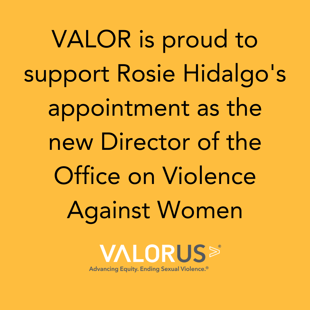 VALOR is proud to support Rosie Hidalgo's appointment as the new Director of the Office on Violence Against Women