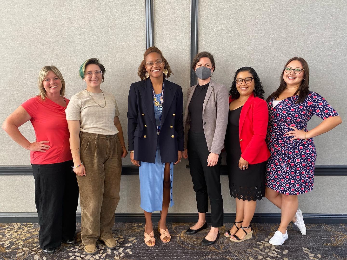 From left to right: Jessie Towne-Cardenas, Julz Goff, Lauren Babb, Katie Dubner, Michelle Teran-Woolfork, and Shelby Vice posing for a photo