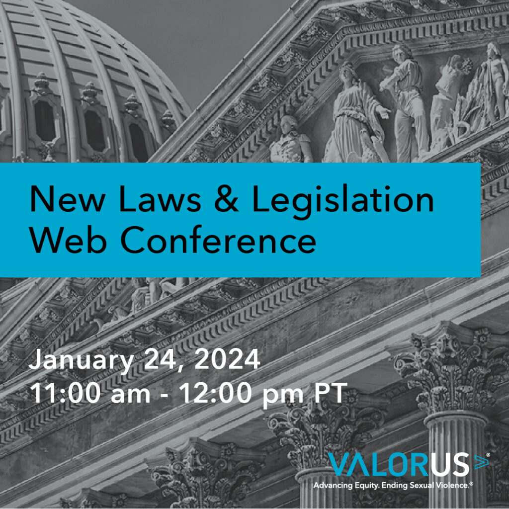 Black and white background image of the U.S. Capitol. Text overlaying the image that says, "New Laws & Legislation Web Conference. January 24, 2024. 11 am - 12 pm."